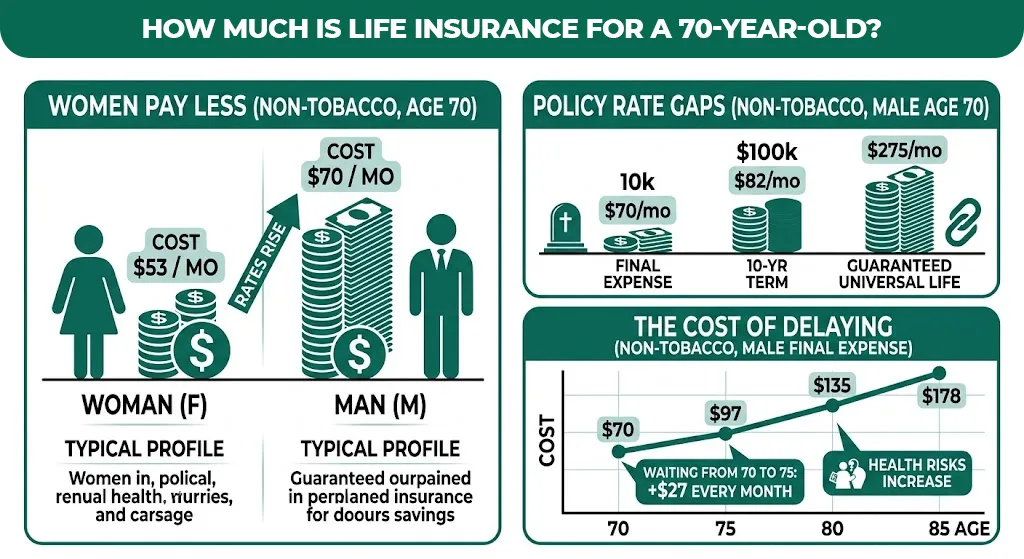 how much is life insurance for a 70-year-old
